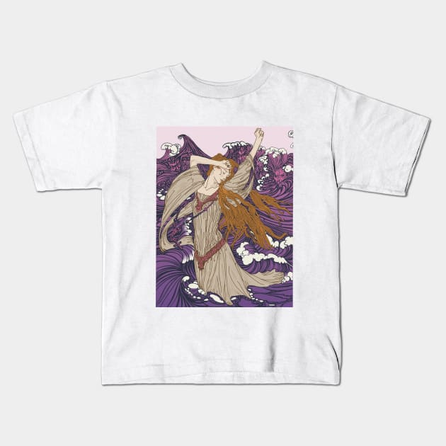 Pre-Raphaelite girl 3 (Purple) Kids T-Shirt by Soth Studio